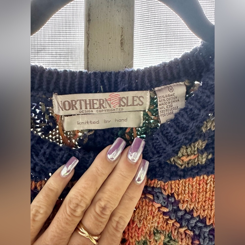 🍁🍃🍂Northern Isles hand-knit leaf sweater. Men’s M - Picture 2 of 4